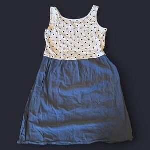 Old Navy Kids Size 18 XXL Sleeveless Polka Dot & Denim Dress